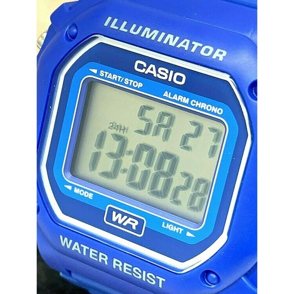 Casio Men's Watch F108WH-2A Illuminator Quartz Digital Blue Resin Sport 3224 - Picture 1 of 13